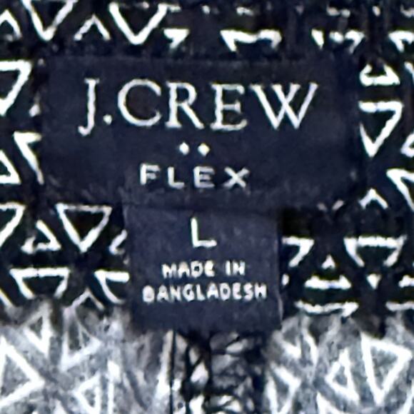 J Crew Flex Mens Shorts Large Navy Blue White Geometric Triangle Elastic Waist - Picture 3 of 10